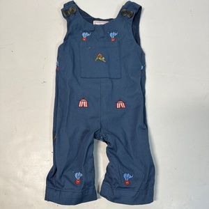 Classic Prep Rowayton, CT Children Wear Circus Embroidered Longalls Overalls 0-3